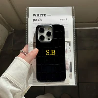Luxury Personalized Initial Letter Leather Crocodile Pattern Case For iPhone 15 14 Pro Max 13 Pro Max Matte Customized Cover 4
