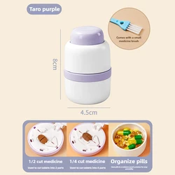 Compact Pill Cutter and Travel Organizer for Precise Medication and Vitamin Management (Purple)
