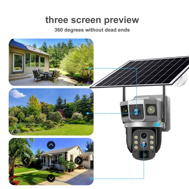 12MP 6K Solar 4G IP Camera CCTV Solar Camera HD10x Optical Zoom PTZ Auto Tracking Color Night Vision Wireless Security Protectio 4