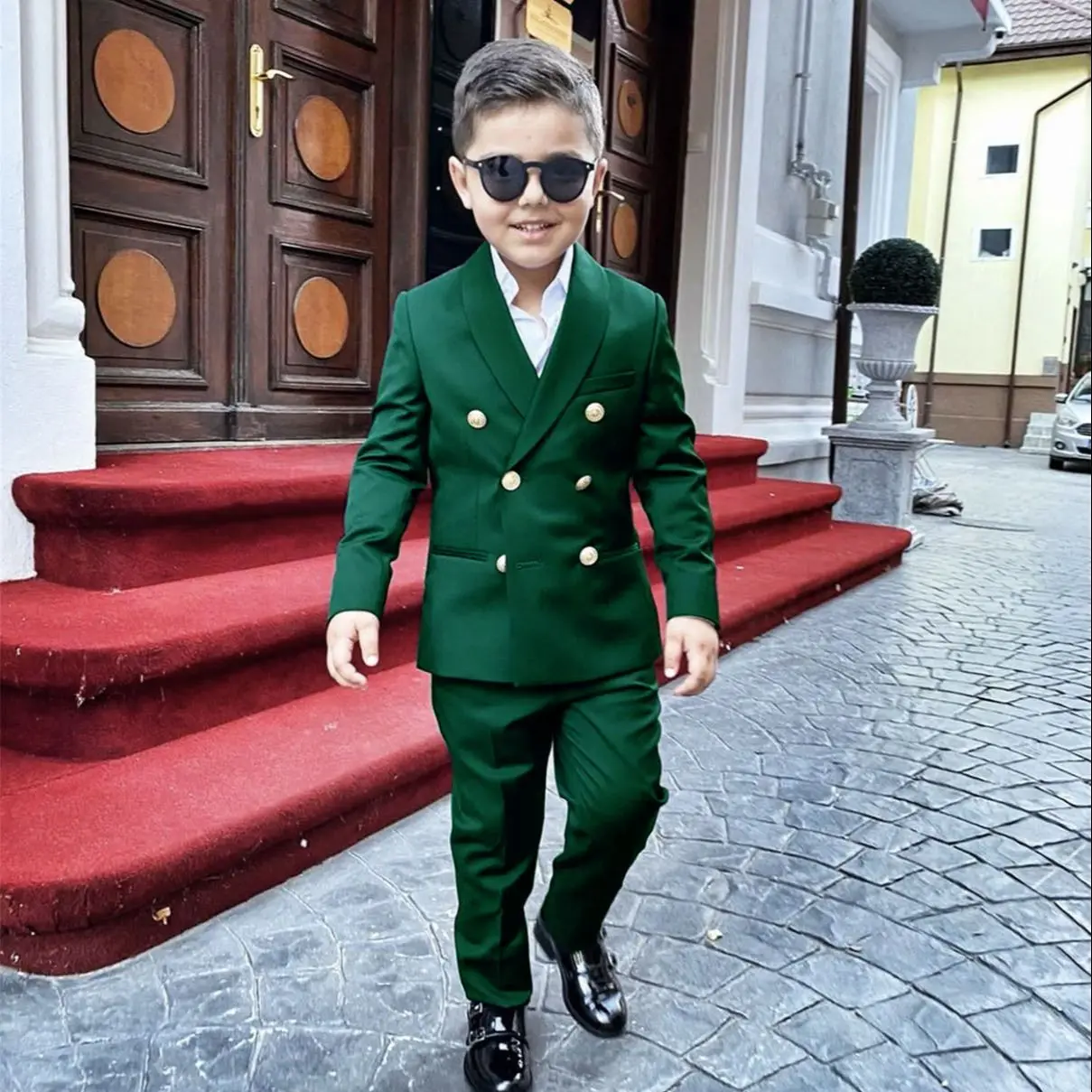 Children Formal Suit Set Boys Wedding Birthday Kids Double Breasted Blazer Pants Clothes