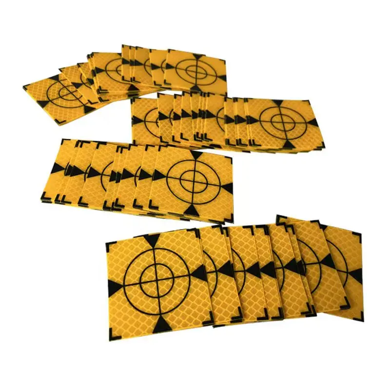 

100pcs Size 60x60mm 20 30 40 50 mm Reflector Sheet For Total Station Survey Geography Yellow Triangle Sheet Reflective Sticker