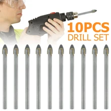 

10pcs 6mm Triangle Drill Bits Cross Hex Tile Bits Glass Ceramic Concrete Hole Opener Alloy Triangle Drill Glass Bits Woodworking