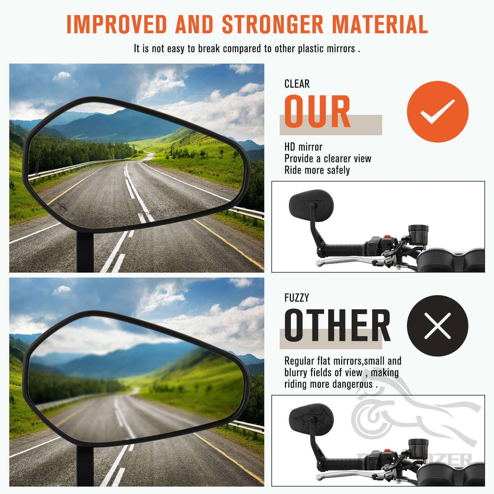 7/8" or 1" Motorcycle Motorbike Scooters Rear View Side Mirror Handle Bar End Mirrors For Yamaha Kawasaki Motorcycle Parts 6