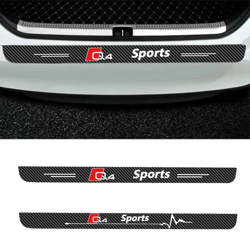 1 Pz In Fibra Di Carbonio Car Trunk Bumper Protector Anti-Scratch Stripe Sticker Car Outdoor Per Audi Q4 Quattro Accessori Decorativi