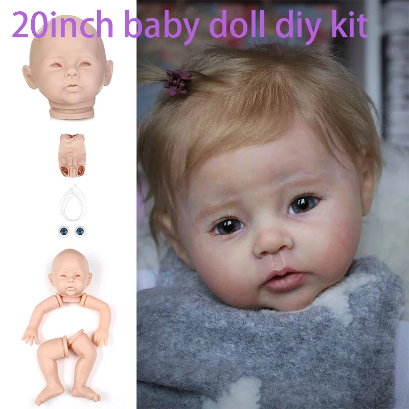 20inch bebe reborn boneca realista recém-nascido corpo corpo sem pintura  peças de boneca inacabado DIY kit de boneca em branco brinquedos para