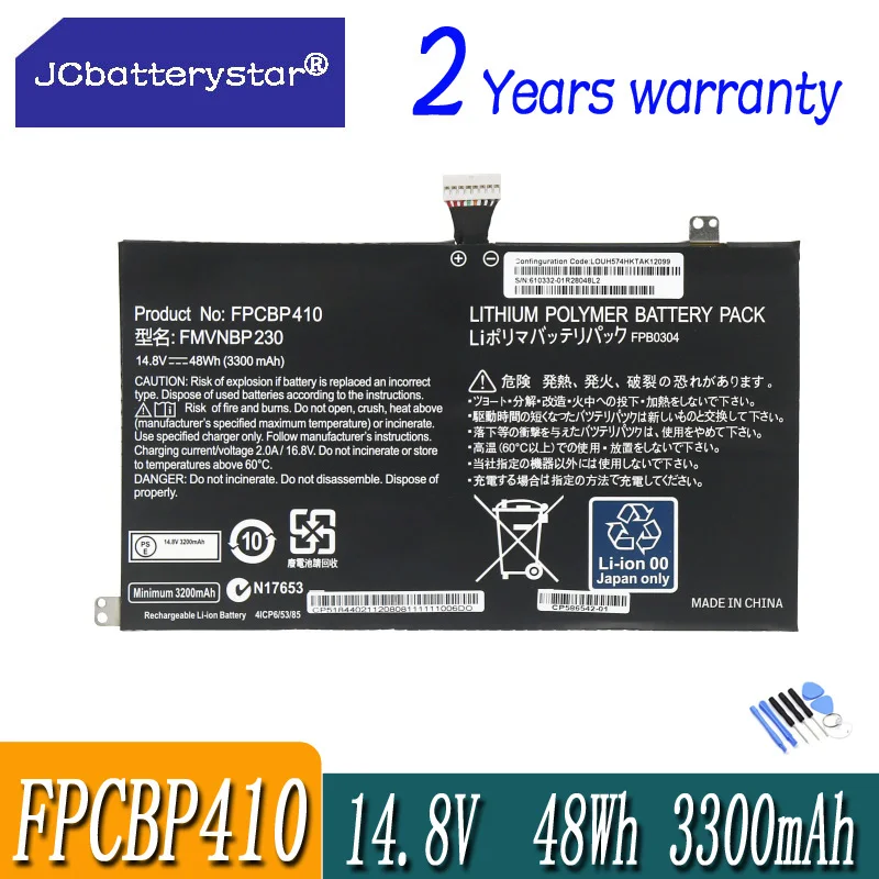 

JC New FPCBP410 FMVNBP230 FPB0304 Laptop Battery For Fujitsu LifeBook U554 U574 UH554 UH574 Series 14.8V 48WH/3300mAh