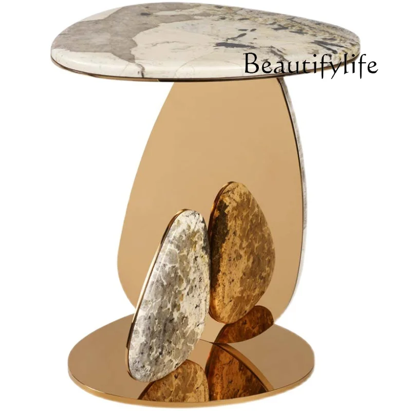 

Sales Office Marble Tea Table Light Luxury Modern Living Room Art Sofa Shaped Corner Table