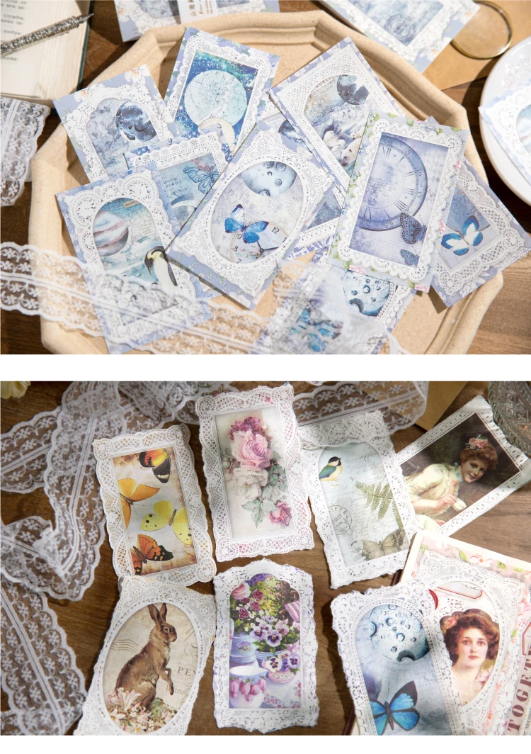 Yoofun 50 teile/paket Vintage Ästhetische Damen Schmetterlinge Blume Scrapbooking Decor Material Papiere Journal Geschenke DIY Schreibwaren – Detail 8
