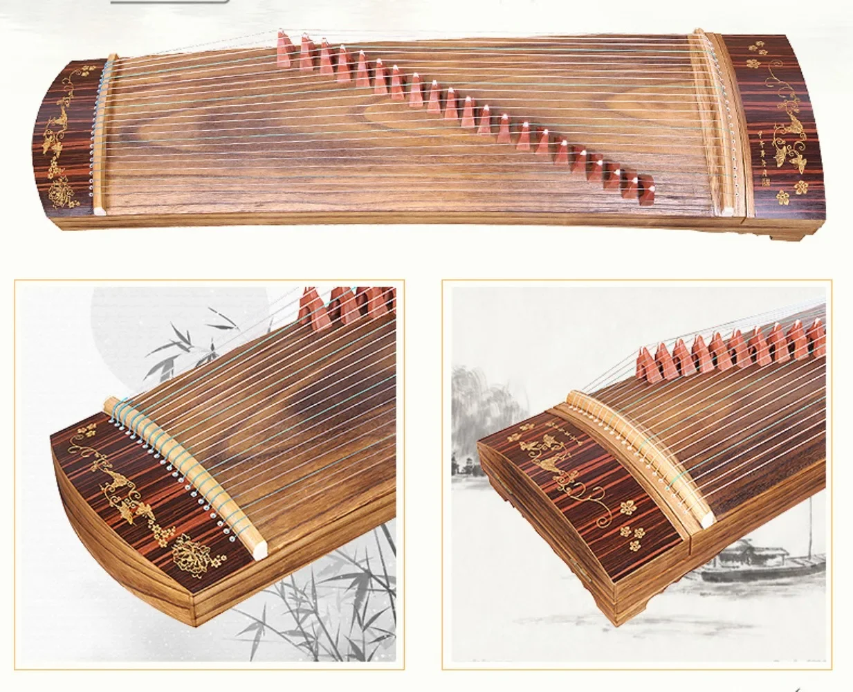 Description Picture 4 of itemWood Mini Portable Guzheng 21 Strings Chinese Zither Beginner Guqin Professional Traditional Musical Instrument with Accessories