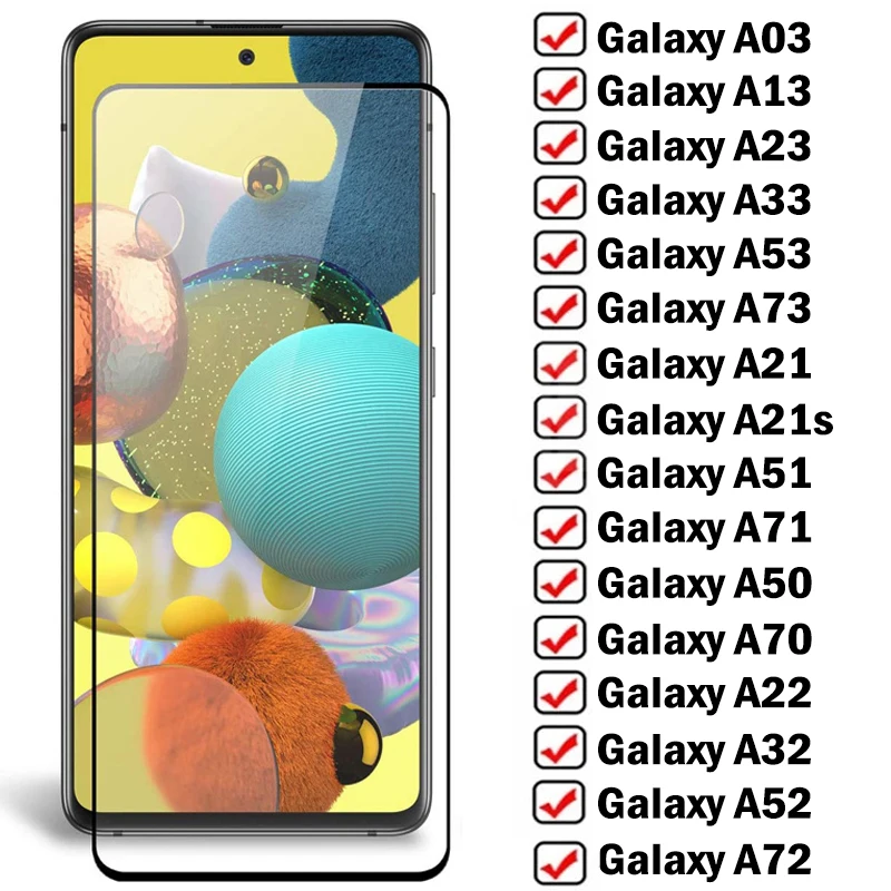

Закаленное стекло с полным покрытием для Samsung Galaxy A03 A13 A23 A33 A53 A22 A32 A52 A72 A73 A51 A71 A21S A50 A70, Защитное стекло для экрана