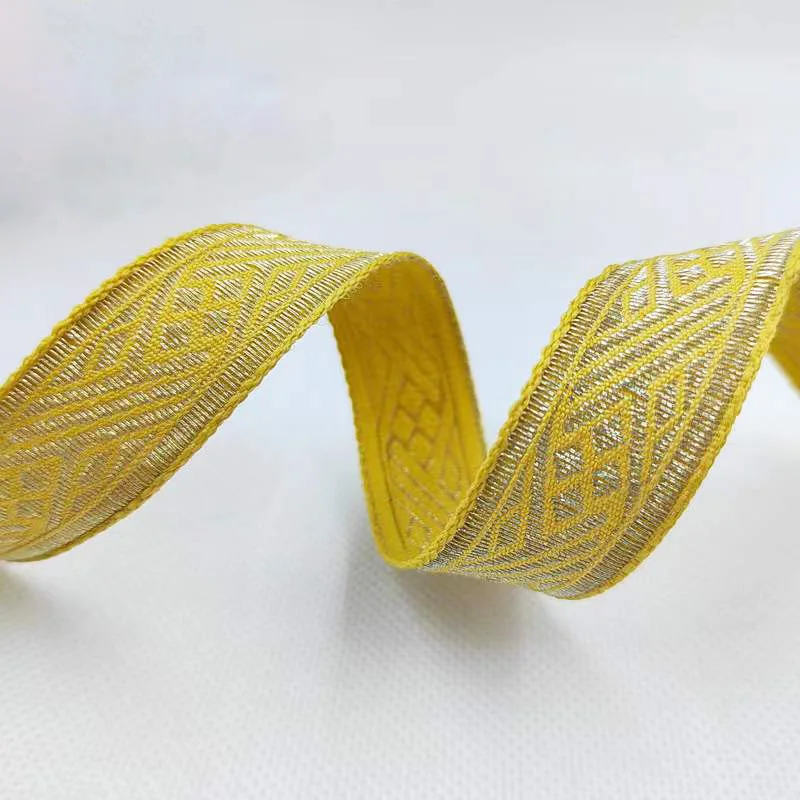 레트로 자수 골드 리본 레이스 2.2CM 5 야드 자카드 짠 리본 DIY 가운 가장자리, 홈 섬유 헤밍 재봉 액세서리