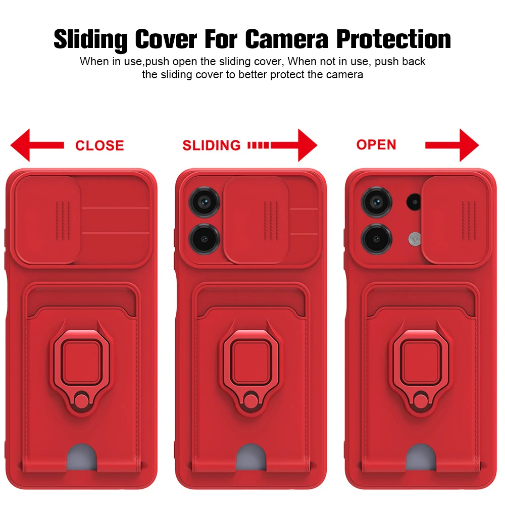 Luxury Magnetic Card Slot Phone Cover with Camera Protection and Push Window Design