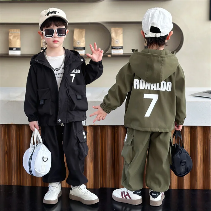 

Boys Coat +Pants Kids Suits Cotton 2PCS/Set 2024 Hooded Spring Autumn Cotton Sportswear Suit Tracksuits Outfits Children Clothin