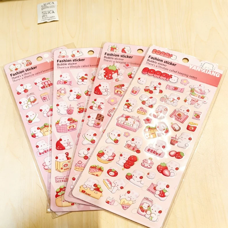 핑크 딸기 토끼 소녀 DIY 다이어리 재료 장식 스티커 - 어린이 보상 선물
