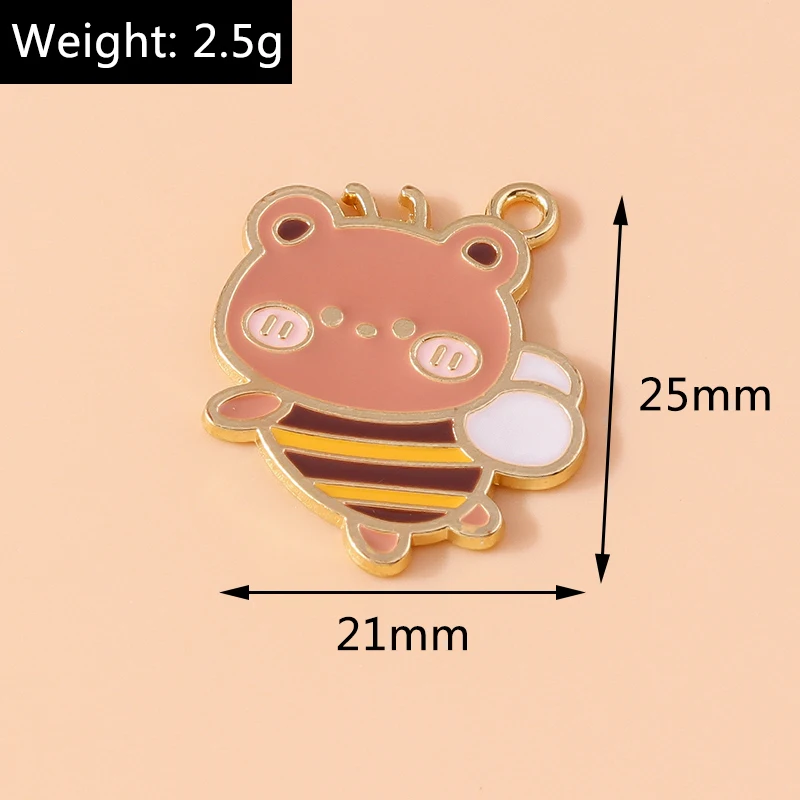 20 Stück Niedliche Gemischte Tierfiguren Honigbiene ﻿ Emaille-Anhänger mit Bienen- und Blumenmotiven für Schmuckherstellung, Halsketten, Ohrringe, DIY-Bastelbedarf – Detail 7