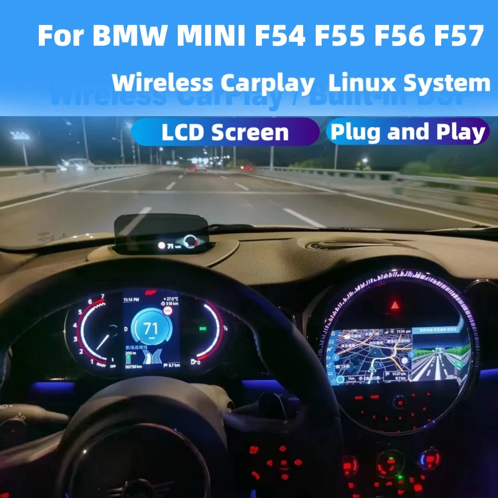For BMW MINI F54 F55 F56 F57 Wireless carplay Speed Meter LCD Cluster ...