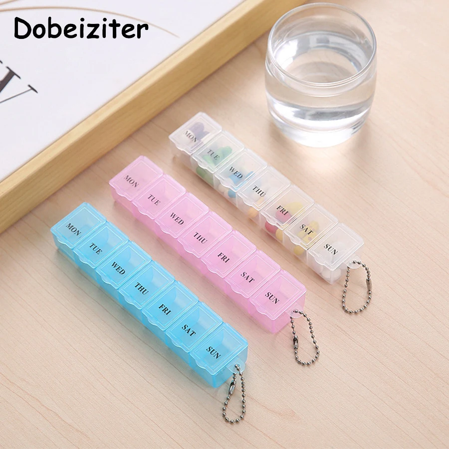 7 Days Weekly Pill Box Colorful Tablet Holder Storage Case For Medicine Button Open Drug Container Mini Box Pill Organizer
