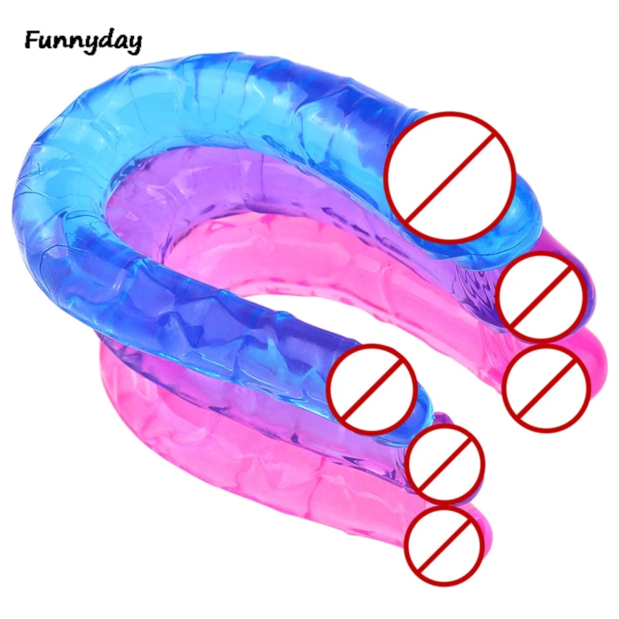 U Shape Soft Jelly Double Dildo Female Masturbation Realistic Penis G Spot Massage Stimulate Sex Toys For Woman Adult Games