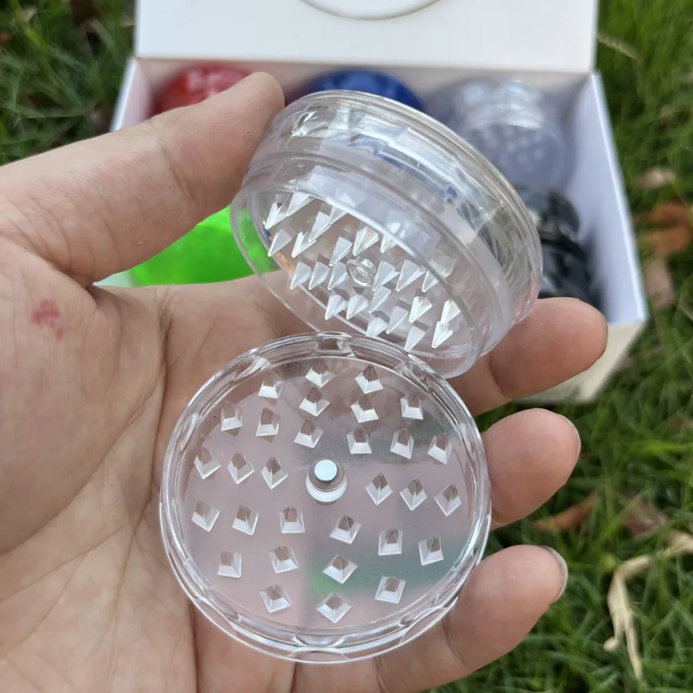 12 mixed colors per box, 58mm plastic 3-layer grinder, 3-layer concave plastic grinder 6