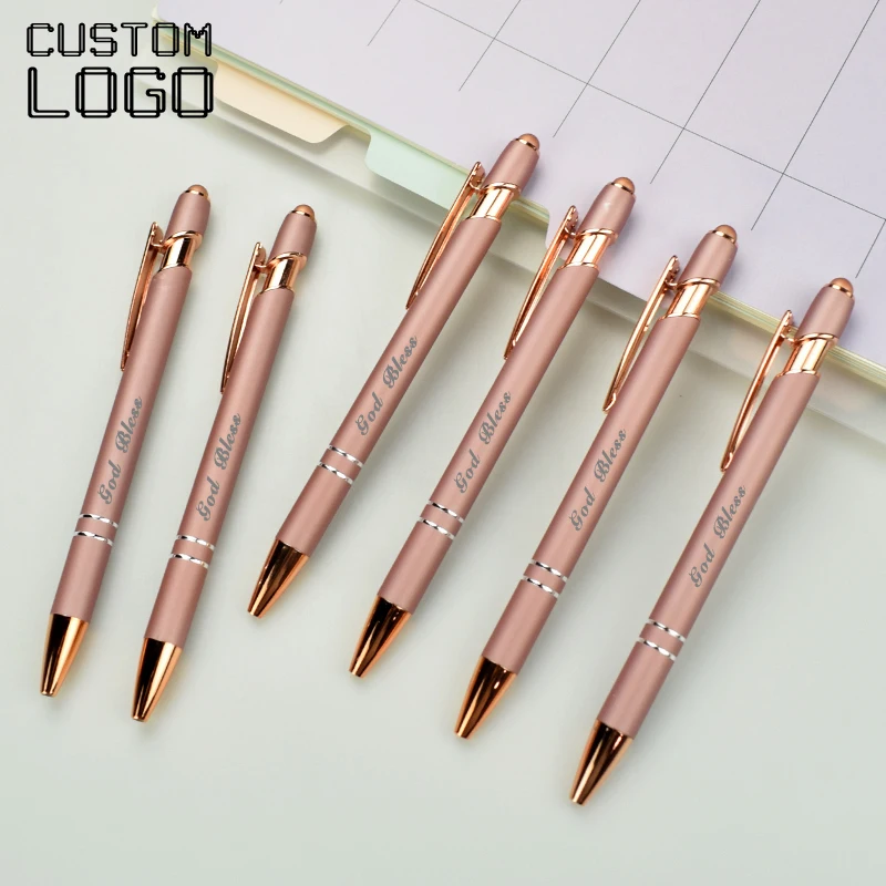 Metal Rose Gold Ballpoint Pens Customization Personalized Logo Birthday Gift Offices Accessories Students Stationery Supplies new gold foil metal ballpoint pens laser customization personalized logo birthday gift offices accessories students stationery