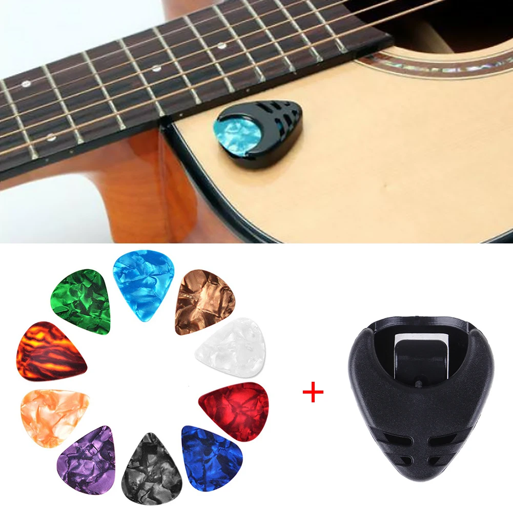 Electric Guitar Picks Colorful Guitar Picks & Pick Holder Set Ukulele Multifunction Celluloid Accessories 10Pcs guitar picks guitar pick case