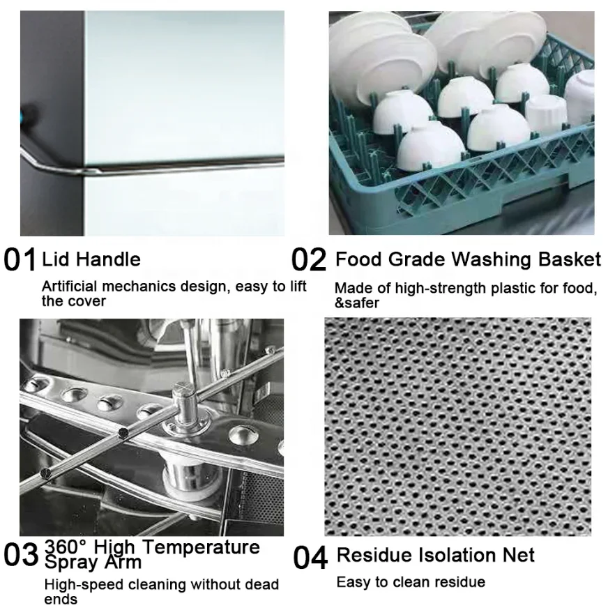 High-efficiency Hooded Dish Washing Machine Restaurant Kitchen Commercial Automatic Hood Type Dishwashers For Restaurant 3