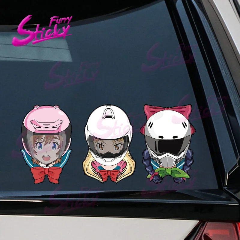 

Cute Sexy Female Racer Anime Car Sticker Decal Mini Cooper Car Accessories Bumper Helmet Trunk Mazda Stickers