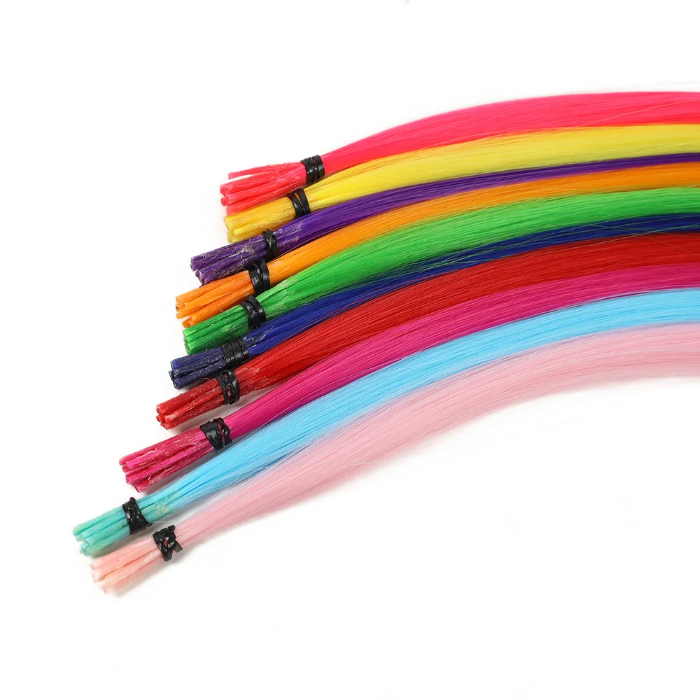 Synthetic 100 Strands 20 Inch Party Colors I-Tip Fusion Hair Extensions Kit Straight Heat Resistant Highlight Feather Hairpieces