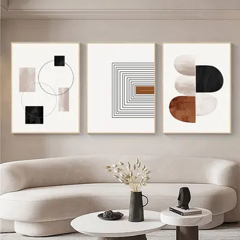 White Black Geometry Canvas Prints Set