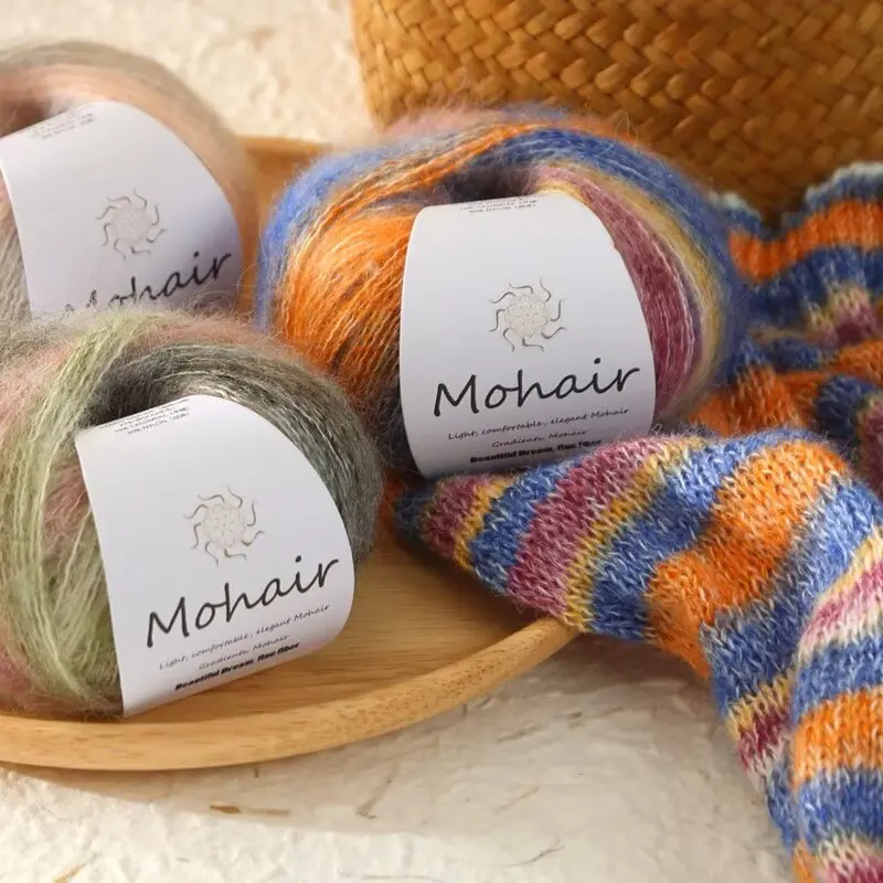 25g Gradient Mohair Soft Cotton Yarn DIY Crochet Hand Knitting for Baby Sweater Hat Scarf