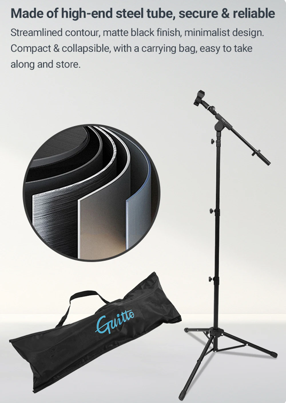 Guitto Series GMS-04 Microphone Floor Stand with Phone/Tablet Holder Adjustable