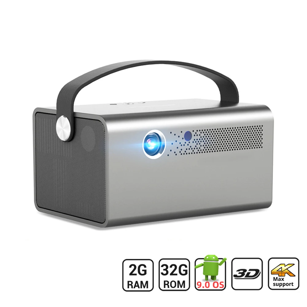 프로젝터 스마트 3D 안드로이드 와이파이 휴대용 LED DLP 미니 홈 시어터 비디오 게임, 32GB 4K 풀 HD 1080P 미니 비머