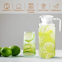 2PCS 1.1L Water Jug Transparent Plastic Cold Water Kettle Water Pot With Handle Office Household Jug For Ice Tea Coffee Milk 3