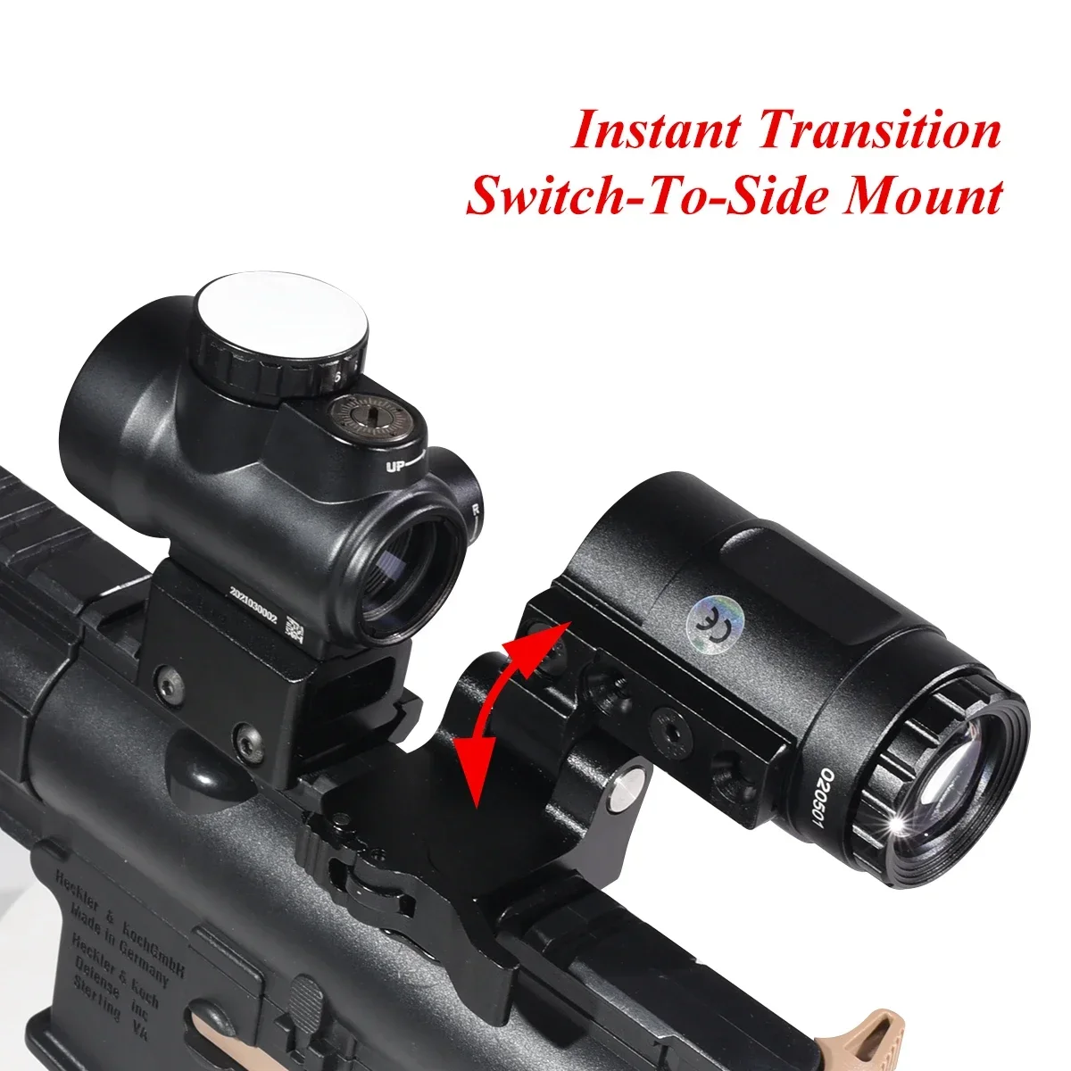 Tactical 1x25 2MOA Red Dot Holographic Reflex Sight Black/Tan with 3X HD Flip-To-Side Magnifier Combo for Sniper Gear RifleScope