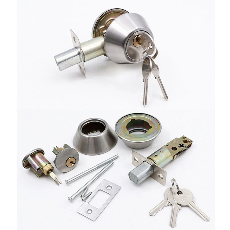 Exterior Door Lock with Key Stainless Steel Keyed Entrance Door Locks Front Entrance Lockset Hardware M4YD