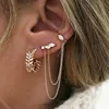 85592-329e2b.jpg Boucles d'oreilles coréennes couleur or Double chaîne, Piercing d'oreille pour femmes, style Boho, Zircon fin, bijoux à la mode