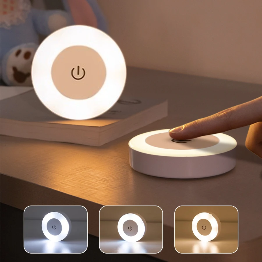 Touch Dimming LED Night Light USB Rechargeable Night Lamp Dedroom Kitchen Cabinet Wardrobe Lamp Staircase Wireless Closet Light