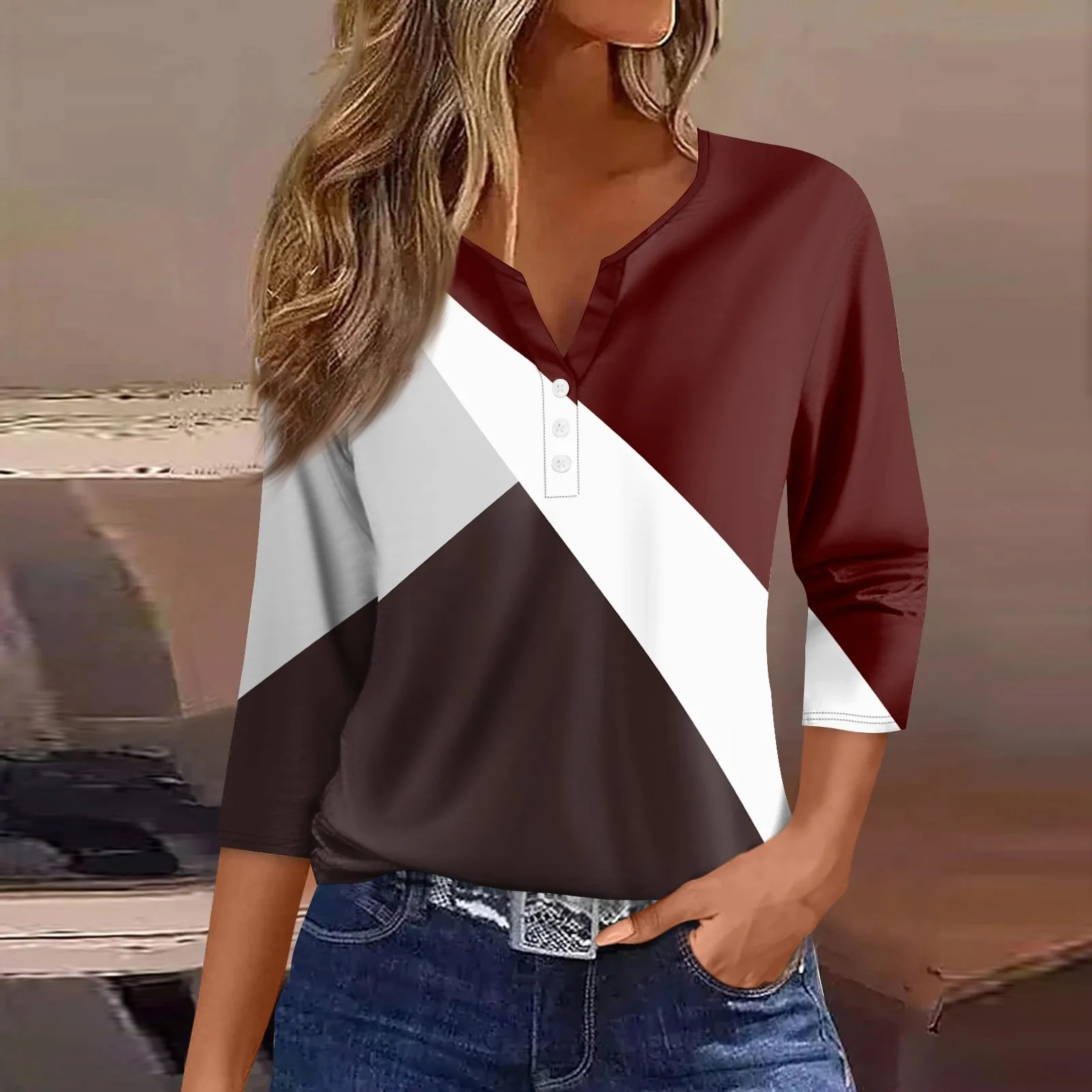 2024 المرأة الصيف تي شيرت غير رسمي موضة المرقعة طب...