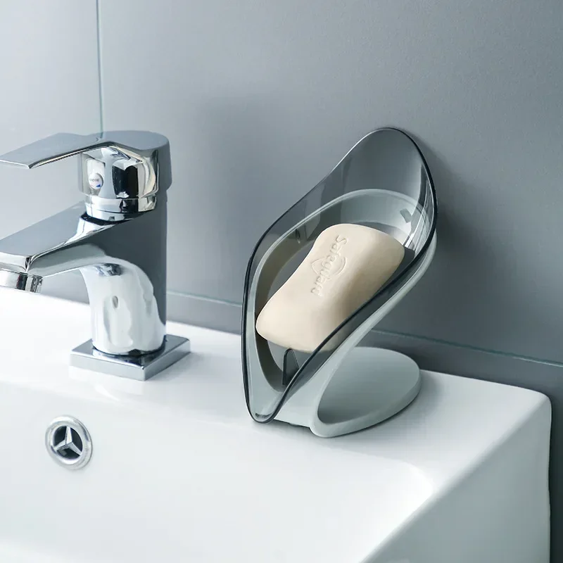 Soap Holder Shower Soap Tray Soap Dish Rack Suction Cup Soap Dish Box For Bathroom Shower Soap Holder Drain Portable Leaf Shape Toilet Laundry Rack Tray For Basin