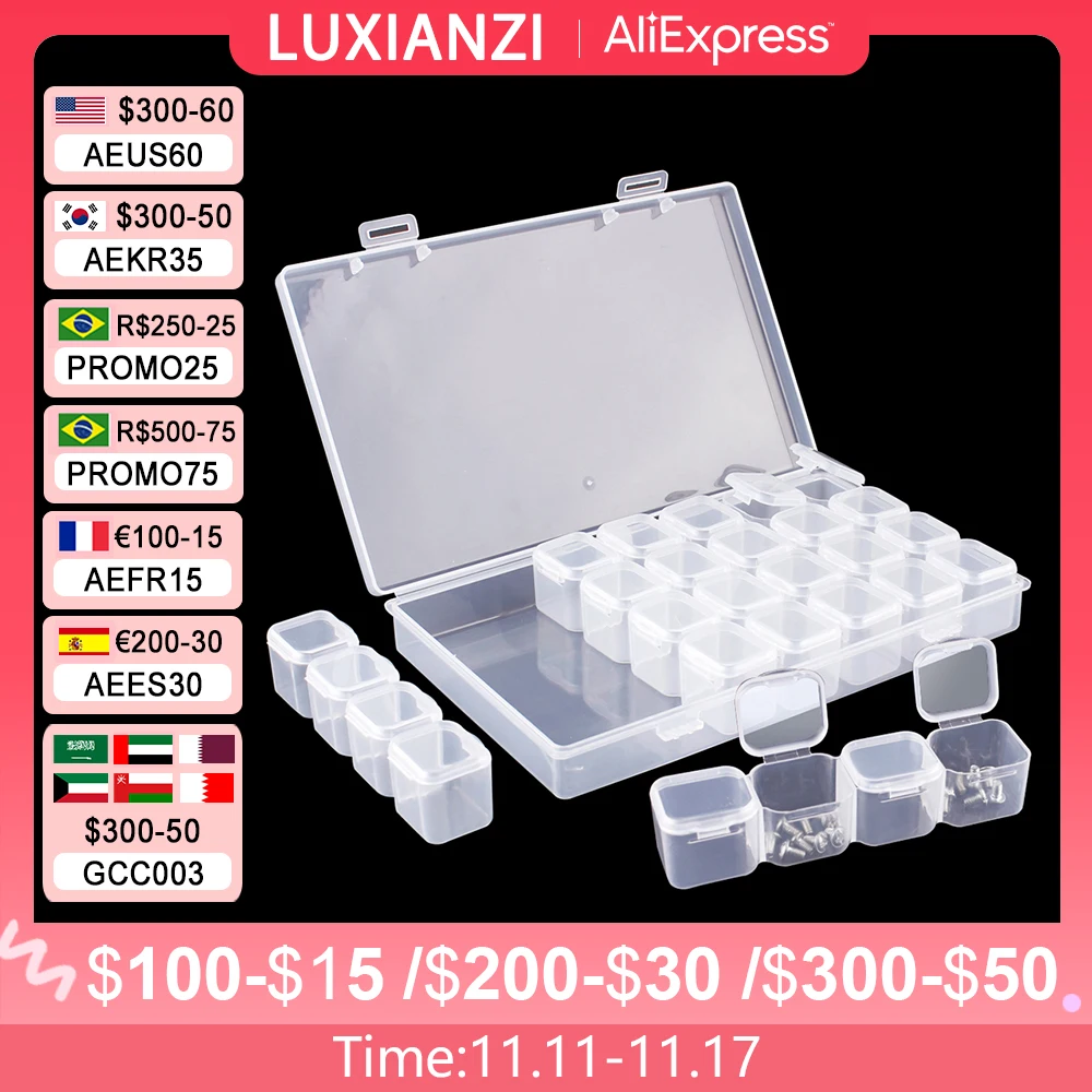 LUXIANZI 56in1 Dustproof Plastic Storage Case For Bead Hardware Screw  Sealed Safety Organizer Box Compartment Storage Toolbox