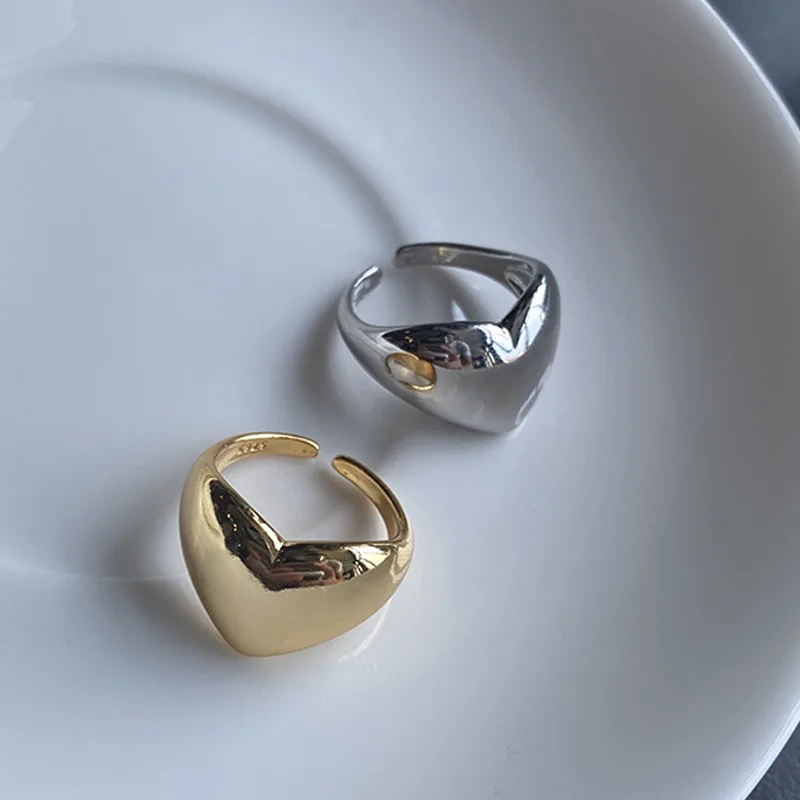 Stainless Steel Retro Love Heart Wide Glossy Ring for Women Girl Gift Jewelry stainless steel rings finger rings fashion rings fashion ring metal rings