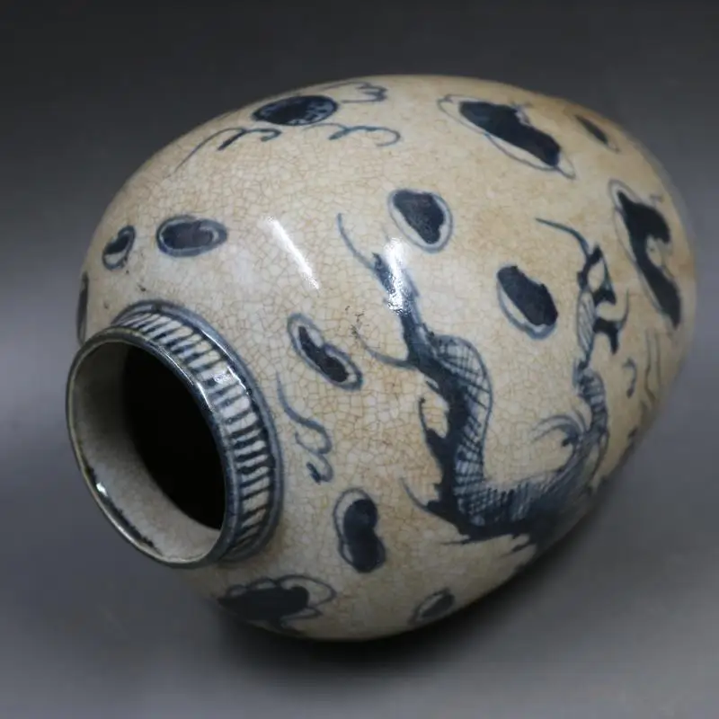 Opening Blue and White Dragon Pattern Porcelain Chinaware Ceramics Pot Jar Jug Vase 4