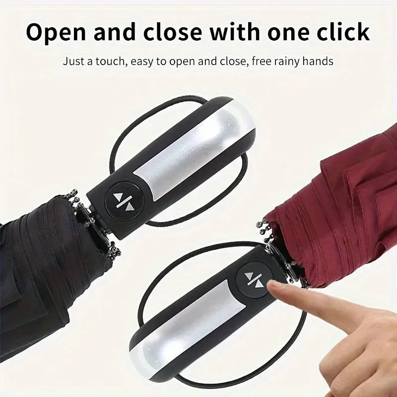 Fully Automatic Double Umbrella Tri-fold Umbrella Vinyl Ten-bone Reinforcement for Increased Sun Protection UV Protection