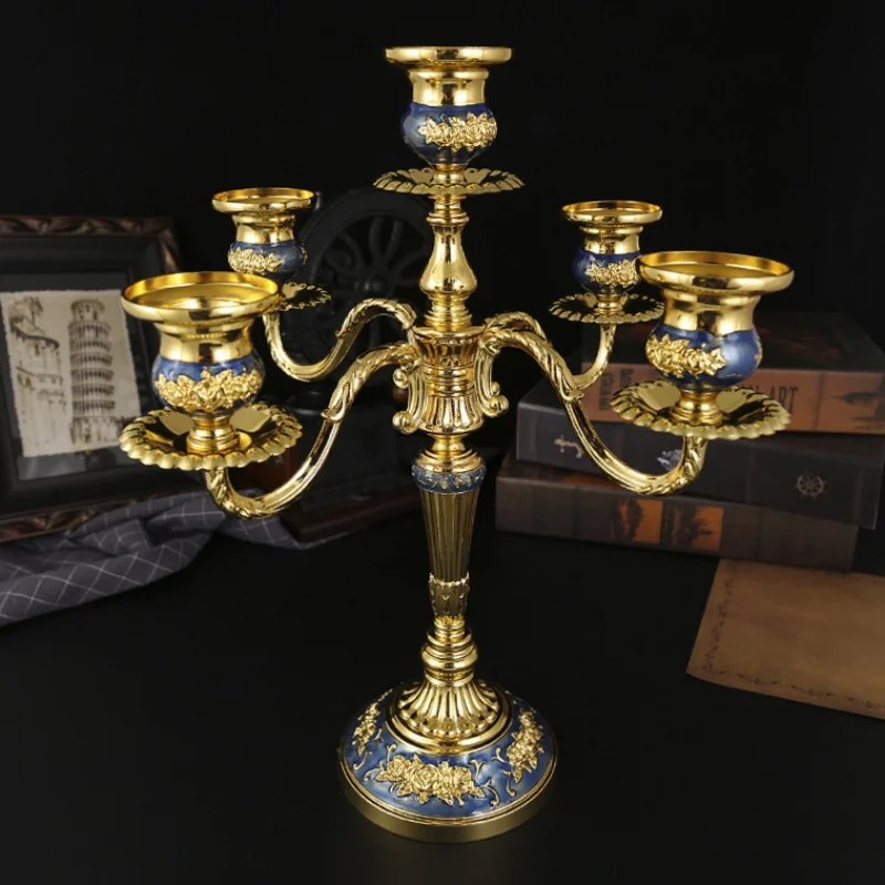 Description Picture 4 of itemLuxury European Retro Five-Head Candlestick Romantic Hotel Wedding KTV Living Room Decorative Candelabra High-End Lighting