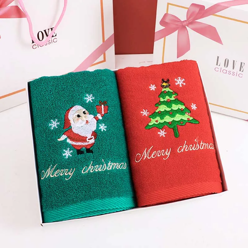 Serviettes De Main Noël - Lot De 3 En Coton, Motif Gâteau, Doux Et Absorbant Pour Salle De Bain Ou Cuisine