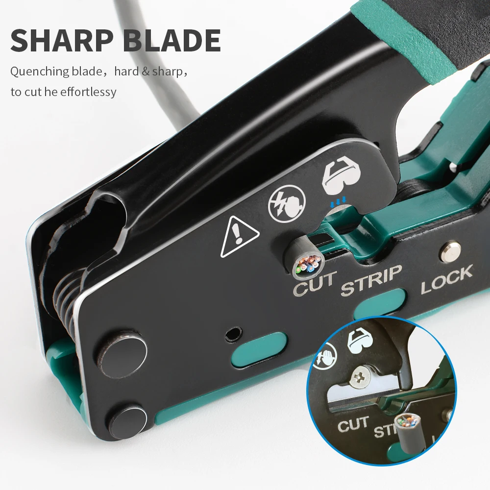 RJ45 Crimp Tool RJ12/11 Crimper Plier Pass Through Ethernet Stripping Crimping Tool For Cat6 Cat5 Cat5e RJ45 Connectors
