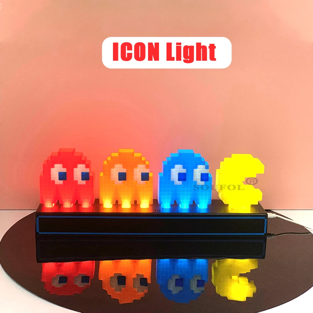 Новый пиксельный ночсветильник Pac Man светодиодная Иконка игры визуальная иллюзия
