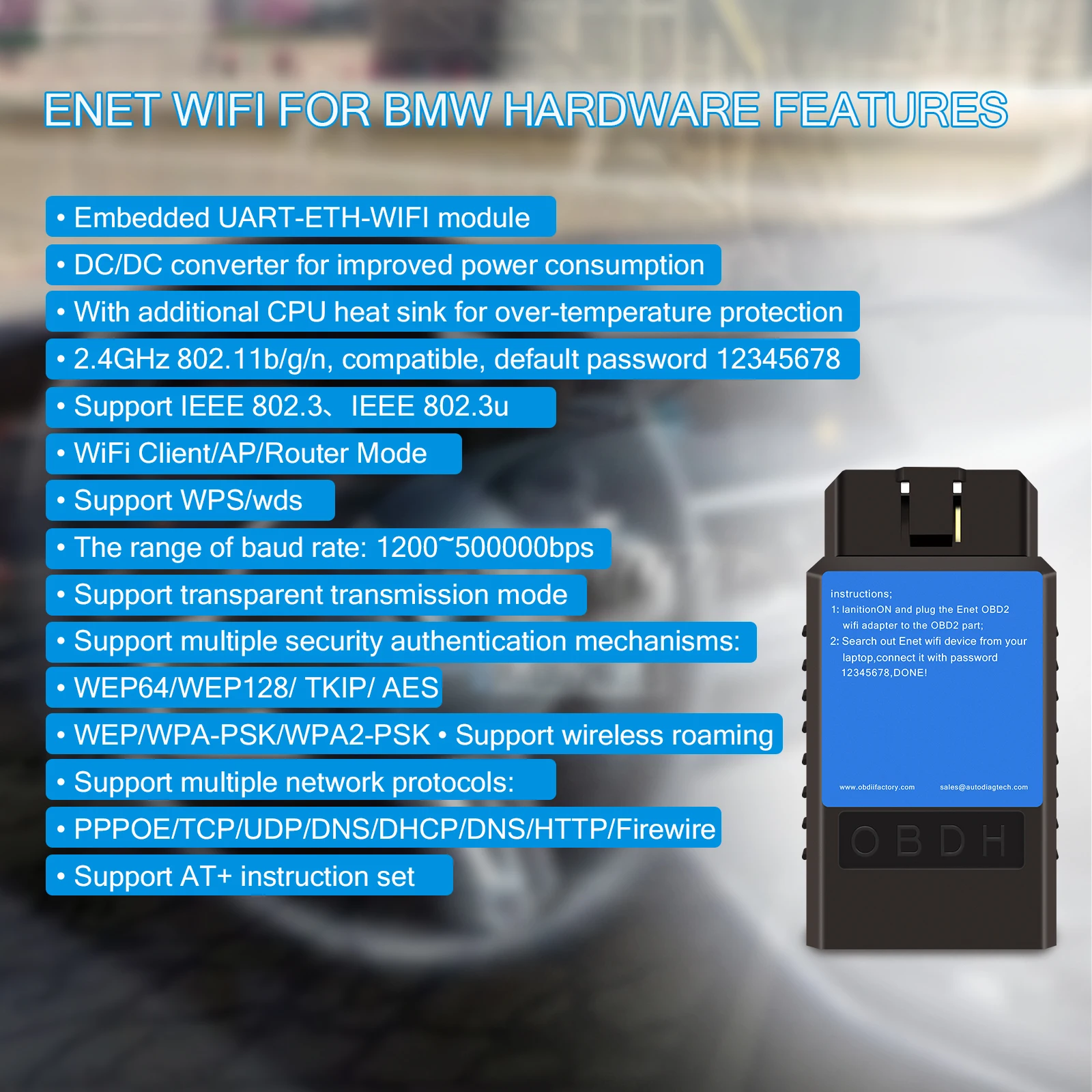 ENET Adapter WiFi for BMW F/G Series Coding OBD2 Diagnostic