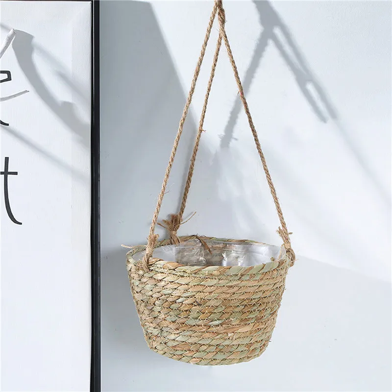 Garden Hanging Planter Macrame Plant Storage Basket Jute Rope Woven Indoor Outdoor Flower Pot Holder Plant Hangers Home Decor_voghion.com