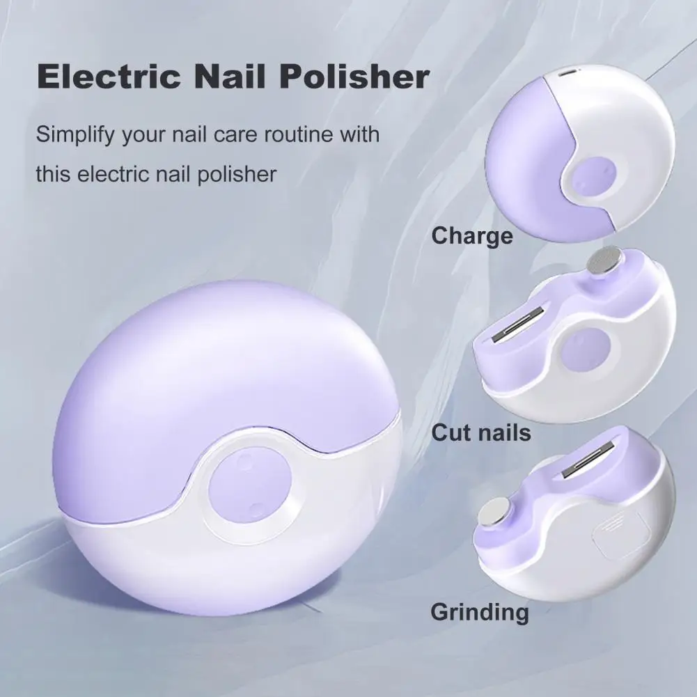 Electric Nail Polisher 2-Speed Adjustable 2-In-1 Automatic Nail Clipper File Portable Kids Adults Seniors Trimmer Device